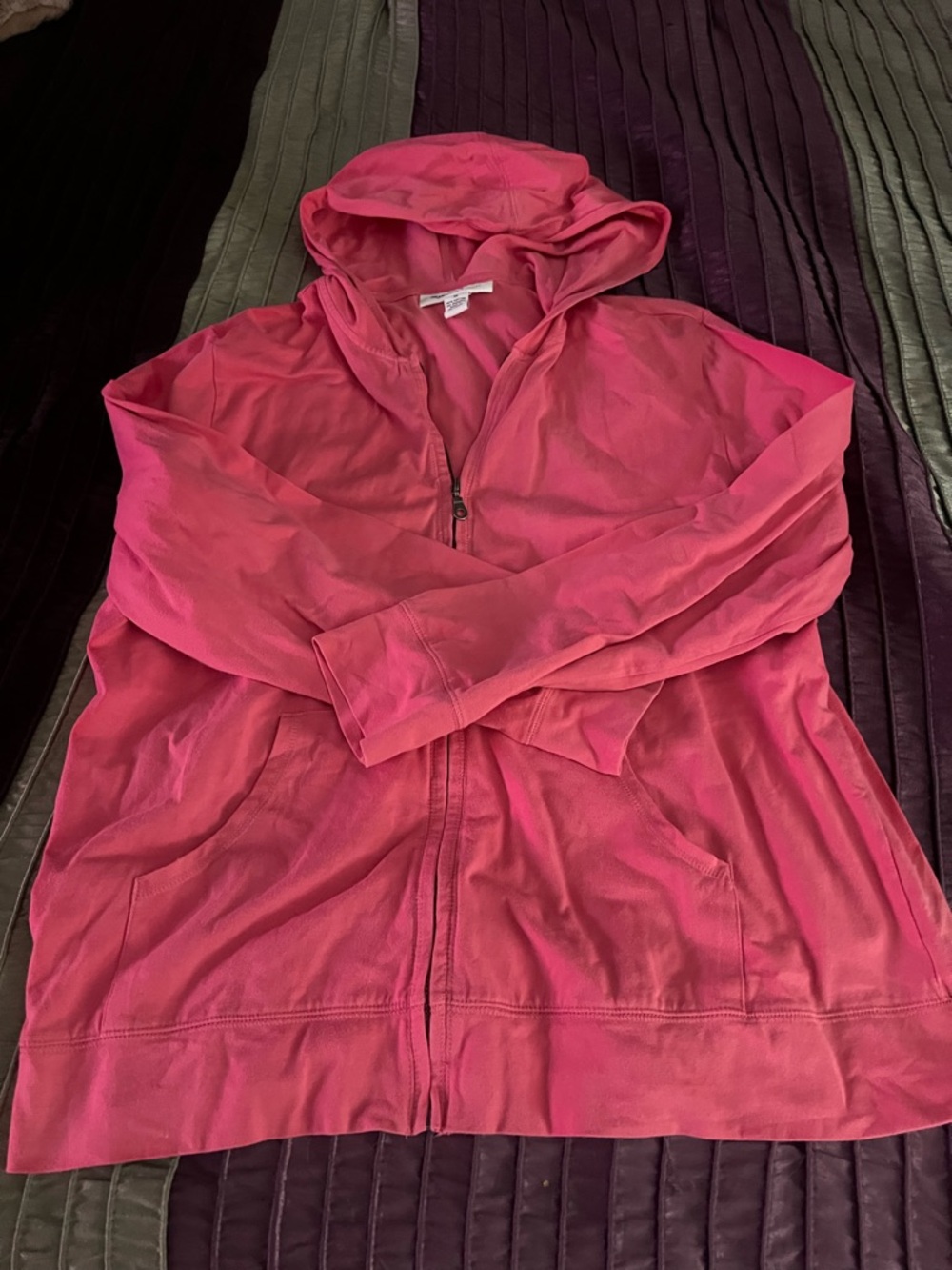 Pink Full-Zip Hooded Sweatshirt - Womens 1X